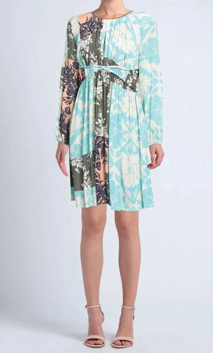 SEMICOUTURE Ivory Teal Women's Short Dress